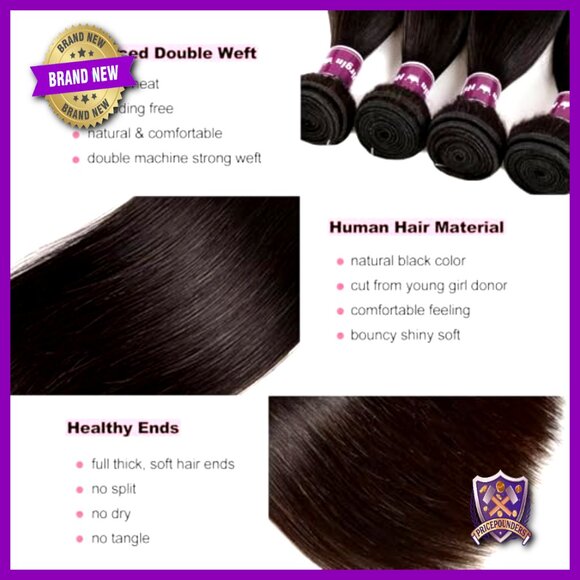 Brazilian Straight Hair Bundles 4 Pack 24-30 Inch 100% Virgin Human Hair main image 6